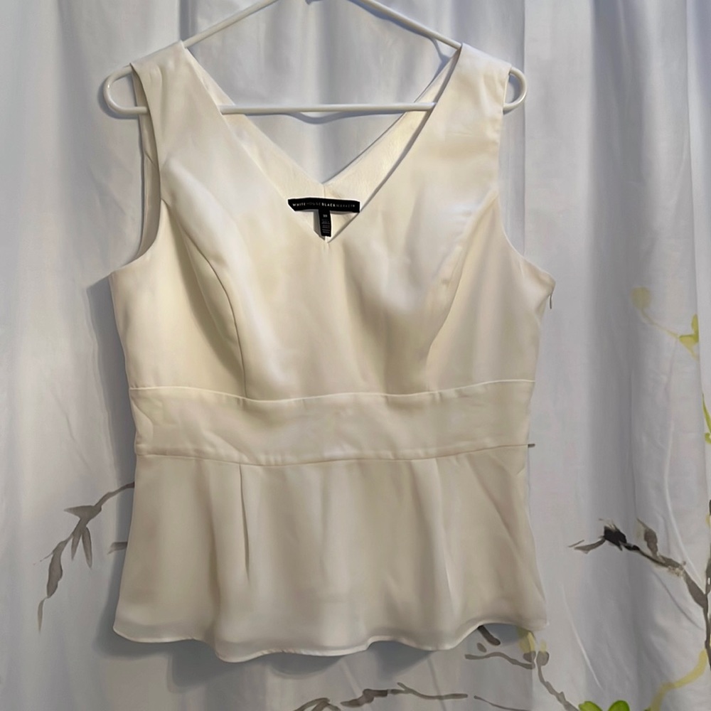 Off-white peplum shell with the satiny underlayer and I share outer layer